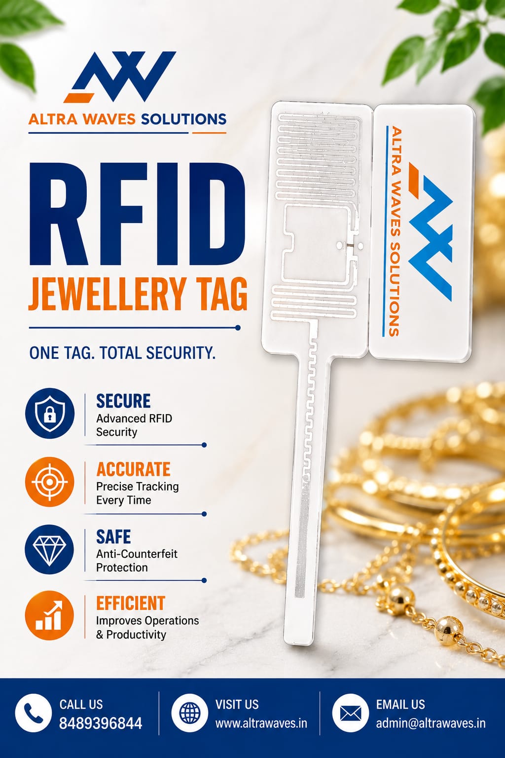 UHF RFID Jewellery Tag for jewellery inventory management and retail tracking